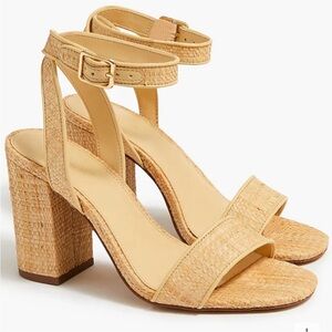 J. Crew Factory Raffia Block Heel Sandals